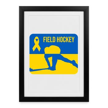 Solidarité avec le hockey sur gazon ukrainien - Affiche encadrée (27 × 37 cm) - noir - Devant