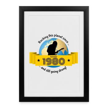 45th Birthday Rocking this planet since 09/1980 - Framed poster (27 × 37 cm) - black - Front
