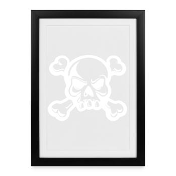 Totenkopf Skelett Knochen Symbol - Gerahmtes Poster (27 × 37 cm) - Schwarz - Vorne