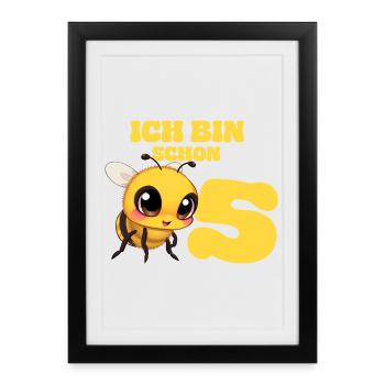 Fête d’anniversaire des enfants de l’abeille du 5e anniversaire - Affiche encadrée (27 × 37 cm) - noir - Devant