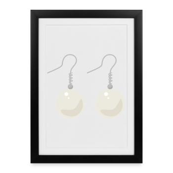 Elegant Pearl Drop Earrings - Framed poster (27 × 37 cm) - black - Front