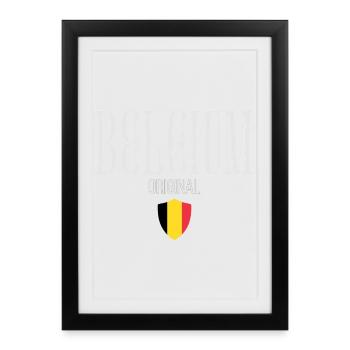 Drapeau belge, fier belge - Affiche encadrée (27 × 37 cm) - noir - Devant