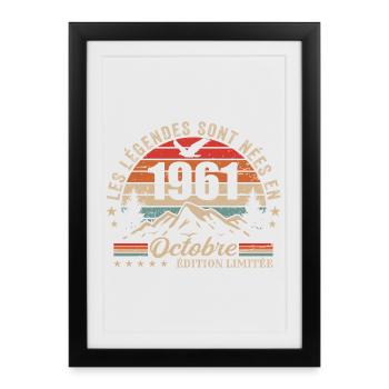 Octobre 1961 Cadeau Anniversaire 1961 October 1961 - Affiche encadrée (27 × 37 cm) - noir - Devant