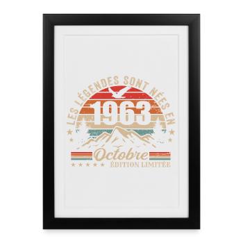 Octobre 1963 Cadeau Anniversaire 1963 October 1963 - Affiche encadrée (27 × 37 cm) - noir - Devant