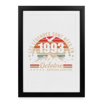 October 1993 Birthday Gift 1993 October 1993 - Framed poster (27 × 37 cm) - black - Front
