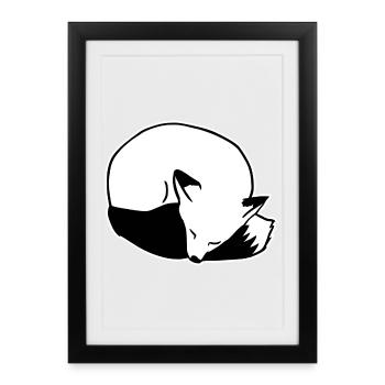 Fox Sleeping: Cute, Kawaii & Comic Style - Framed poster (27 × 37 cm) - black - Front