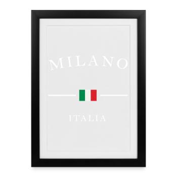 Milan, Italie, Logo Noir - Affiche encadrée (27 × 37 cm) - noir - Devant