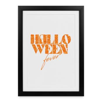 Typographie scintillante Halloween Fever - Affiche encadrée (27 × 37 cm) - noir - Devant