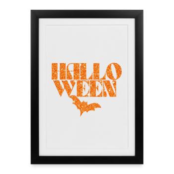 Halloween Orange Bat Silhouette - Framed poster (27 × 37 cm) - black - Front