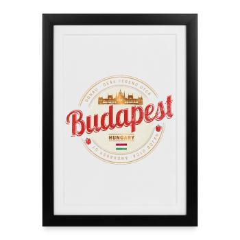 Budapest Design Ungarn Vintage Parlament Souvenir - Gerahmtes Poster (27 × 37 cm) - Schwarz - Vorne