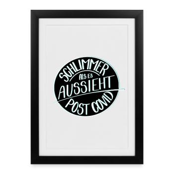 Schlimmer als es aussieht, Post Covid - Gerahmtes Poster (27 × 37 cm) - Schwarz - Vorne
