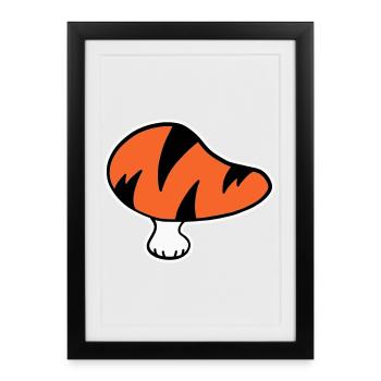 Logo champignon tigre STICK Variante - Affiche encadrée (27 × 37 cm) - noir - Devant