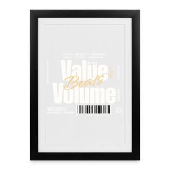 Value Beats Volume – Statement Design (Dark) - Framed poster (27 × 37 cm) - black - Front