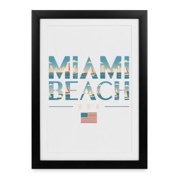 Miami Beach Palm Trees City Travel Design - Framed poster (27 × 37 cm) - black - Front