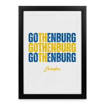 Göteborg, Suède, j’adore la Suède - Affiche encadrée (27 × 37 cm) - noir - Devant