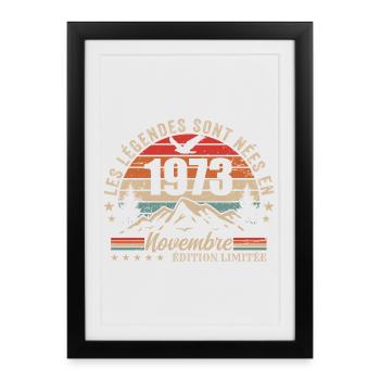 Awesome since November 1973 | November 1973 - Framed poster (27 × 37 cm) - black - Front