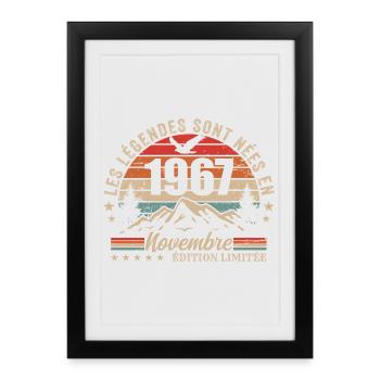 génial depuis novembre 1967 | novembre 1967 - Affiche encadrée (27 × 37 cm) - noir - Devant