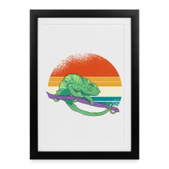 Caméléon du coucher de soleil - Affiche encadrée (27 × 37 cm) - noir - Devant