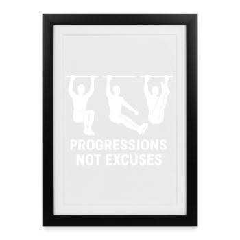 Progressions pas d’excuses Gymnastique suédoise Fitness Gym - Affiche encadrée (27 × 37 cm) - noir - Devant