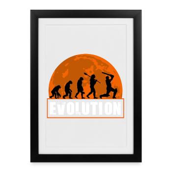 Drôle Cricket Fille Joueur Evolution Design Femelle - Affiche encadrée (27 × 37 cm) - noir - Devant