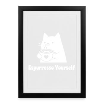 Espresso Yourself Motif Chat - Affiche encadrée (27 × 37 cm) - noir - Devant
