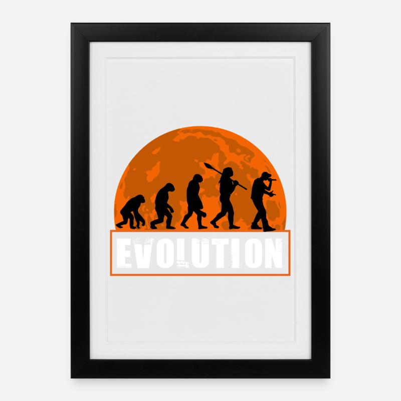 Lustiger Rapper der menschlichen Evolution - Gerahmtes Poster (27 × 37 cm) - Schwarz
