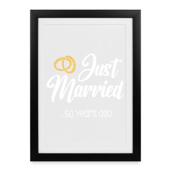 Vient de se marier 50 ans de mariage Anniversaire de mariage - Affiche encadrée (27 × 37 cm) - noir - Devant