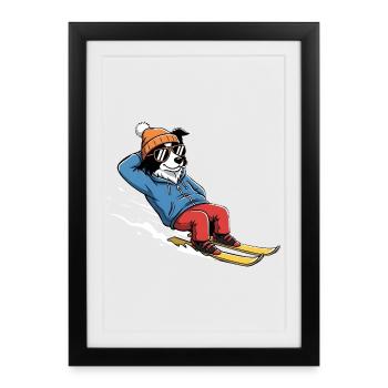 Relaxed Ski Dog With Sunglasses And Hat - Framed poster (27 × 37 cm) - black - Front
