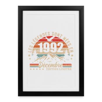 Retro December 1992 - 33 Years Gift - Framed poster (27 × 37 cm) - black - Front