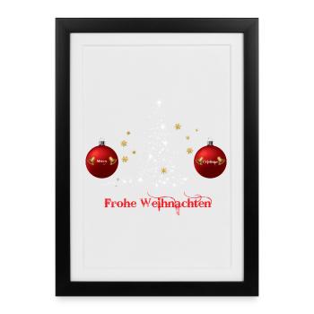 Frohe Weihnachten Ornamentbaum, Weihnachtsgeschenk - Gerahmtes Poster (27 × 37 cm) - Schwarz - Vorne