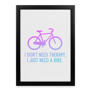 Citation de la pente de la thérapie à vélo - Affiche encadrée (27 × 37 cm) - noir - Devant