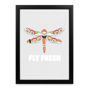 Sushi Libellule Fly Fresh - Affiche encadrée (27 × 37 cm) - noir - Devant