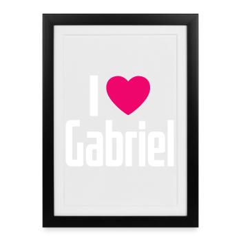 I Love Gabriel Pink Heart I Love Gabriel - Framed poster (27 × 37 cm) - black - Front