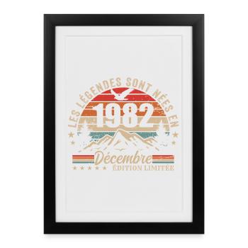 Rétro Décembre 1982 - Cadeau 43 Ans - Affiche encadrée (27 × 37 cm) - noir - Devant