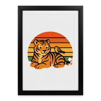 Amitié Oiseau Tigre Animal - Affiche encadrée (27 × 37 cm) - noir - Devant