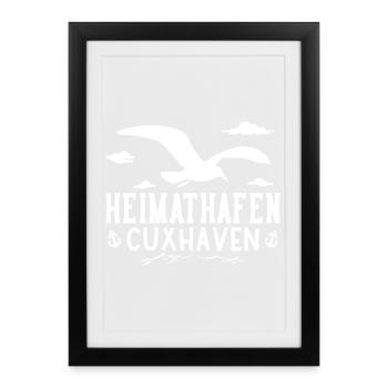 Vacances en mer du Nord à CUXHAVEN HEIMATHAFEN Drôle - Affiche encadrée (27 × 37 cm) - noir - Devant