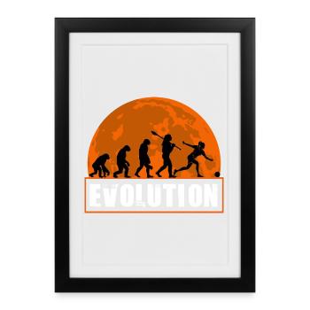Evolution of Bowling Woman Funny Bowler League Gif - Framed poster (27 × 37 cm) - black - Front