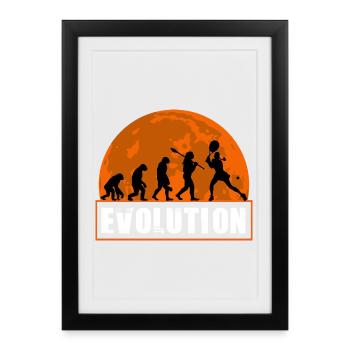 Tennis Evolution Joueuse Féminine Art rétro au coucher de soleil - Affiche encadrée (27 × 37 cm) - noir - Devant