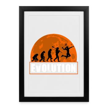 Badminton Evolution Player Retro Moon Sport - Affiche encadrée (27 × 37 cm) - noir - Devant
