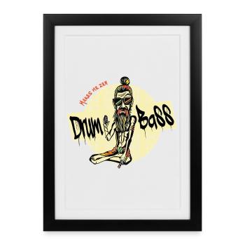DNB Makes Me Zen - Drum and Bass, DnB, Drum n Bas - Affiche encadrée (27 × 37 cm) - noir - Devant