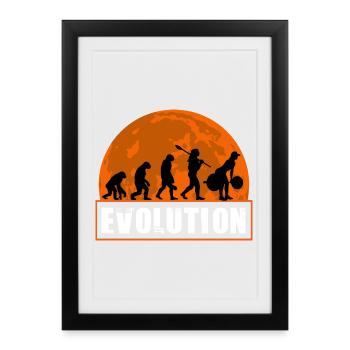 Gewichtheben Evolution Fitness Gym Workout Mädchen - Gerahmtes Poster (27 × 37 cm) - Schwarz - Vorne