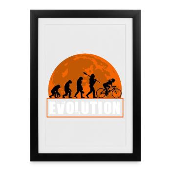 Evolution Of Man Cycling Bicycle Girl Cyclist Ride - Framed poster (27 × 37 cm) - black - Front