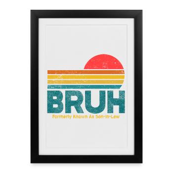 Bruh Sunset Retro Meme Design - Affiche encadrée (27 × 37 cm) - noir - Devant