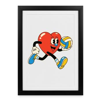 Héros du volley-ball Heart : la Saint-Valentin - Affiche encadrée (27 × 37 cm) - noir - Devant