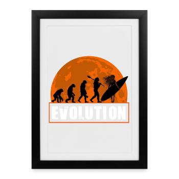 Evolution of Surfing Vintage Sunset Silhouette - Framed poster (27 × 37 cm) - black - Front
