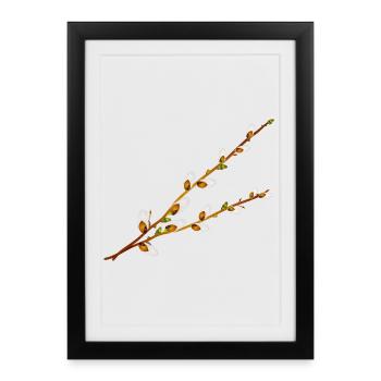 Branches délicates de manche de palmier – Motif printanier - Affiche encadrée (27 × 37 cm) - noir - Devant
