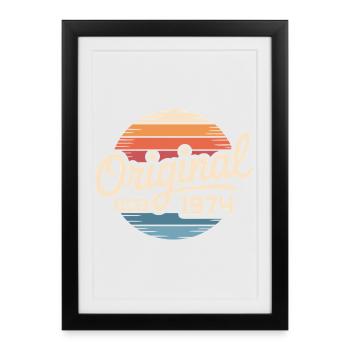 Cadeau d’anniversaire vintage 1974 Vintage 1974 - Affiche encadrée (27 × 37 cm) - noir - Devant