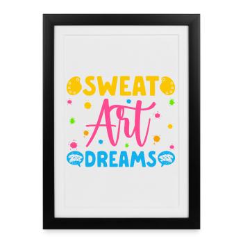 Artiste, peintre, graphisme, sueur, art, rêves, expression. - Affiche encadrée (27 × 37 cm) - noir - Devant