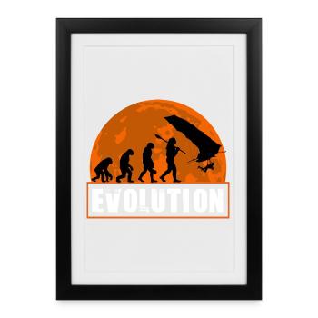 Évolution du design au coucher de soleil de pilote de deltaplane - Affiche encadrée (27 × 37 cm) - noir - Devant