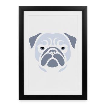 Carlin, tête de chien - Affiche encadrée (27 × 37 cm) - noir - Devant